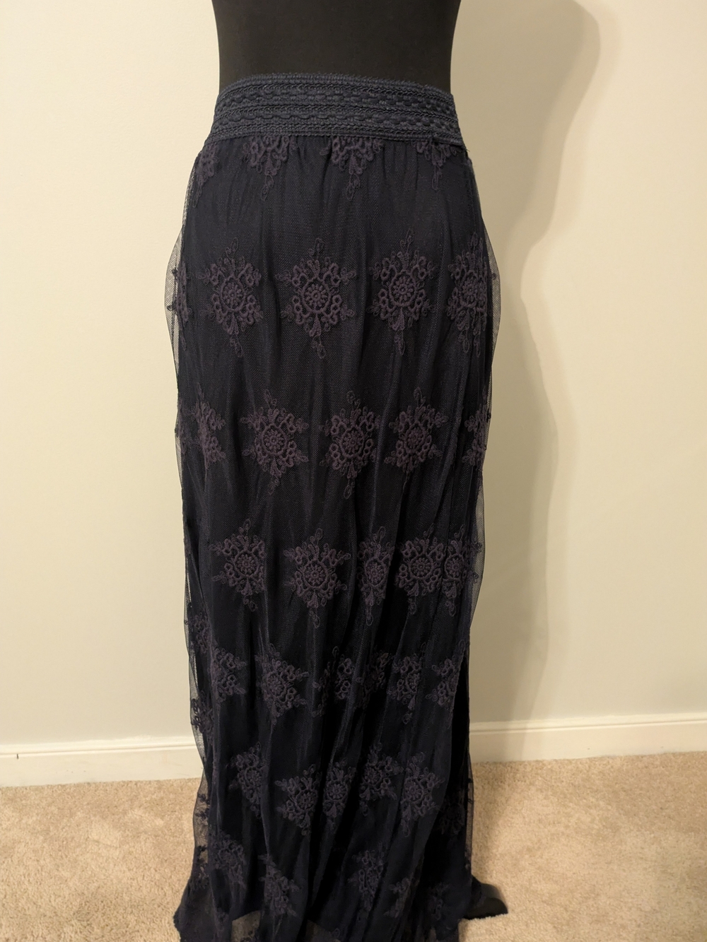 Cato Deep Plum Lace Maxi Skirt Size M Layered Victorian Whimsigoth Cottagecore